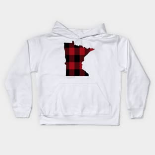 Minnesota in Red Plaid Kids Hoodie